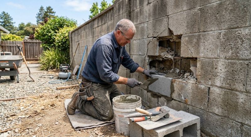 Cinder Block Wall Repair in Angwin, CA