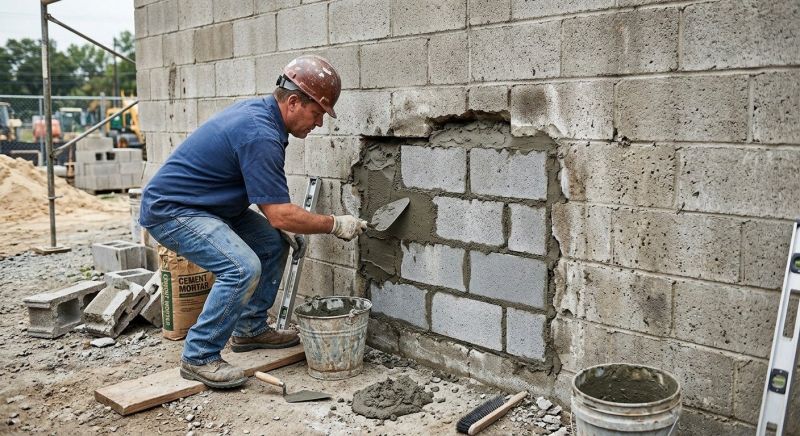 Cinder Block Wall Repair in Novato, CA
